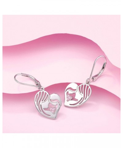 Mother and Daughter Earrings 925 Sterling Silver Mum Hold Child Heart Dangle Drop Earrings Jewelry for Mom Women 10-pink tour...