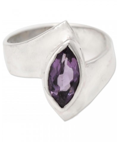 Artisan Handmade Amethyst Single Stone Ring .925 Sterling Silver Cocktail Indonesia Birthstone Gemstone 'Modern Purple' $33.3...
