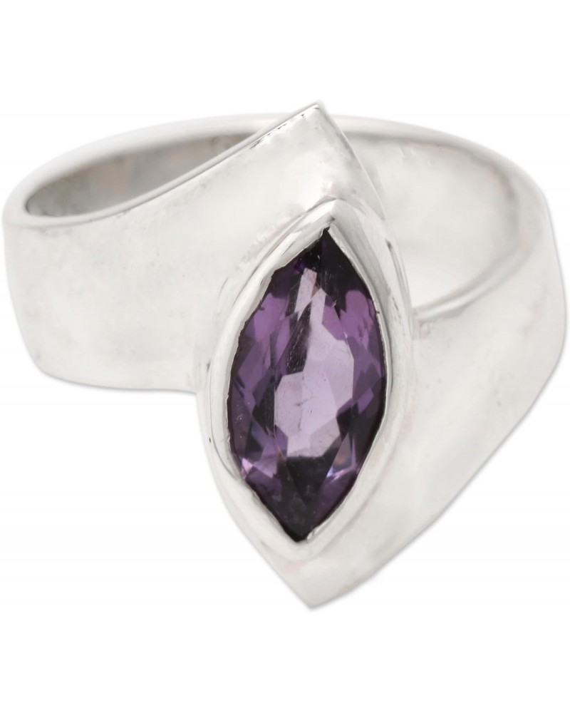 Artisan Handmade Amethyst Single Stone Ring .925 Sterling Silver Cocktail Indonesia Birthstone Gemstone 'Modern Purple' $33.3...