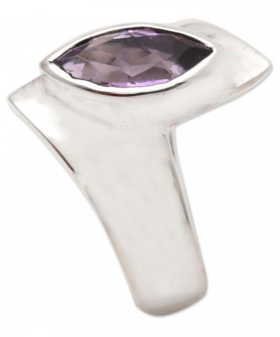 Artisan Handmade Amethyst Single Stone Ring .925 Sterling Silver Cocktail Indonesia Birthstone Gemstone 'Modern Purple' $33.3...