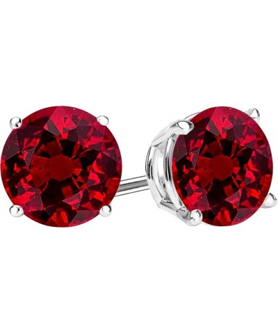 1/2-10 Carat Total Weight Natural Ruby Stud Earrings 4 Prong Push Back 0.75 Carat 14K White Gold $1.00 Earrings