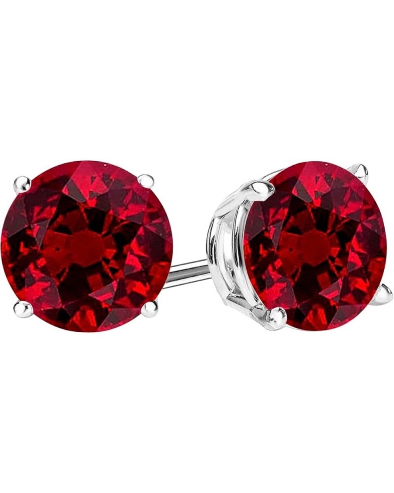 1/2-10 Carat Total Weight Natural Ruby Stud Earrings 4 Prong Push Back 0.75 Carat 14K White Gold $1.00 Earrings