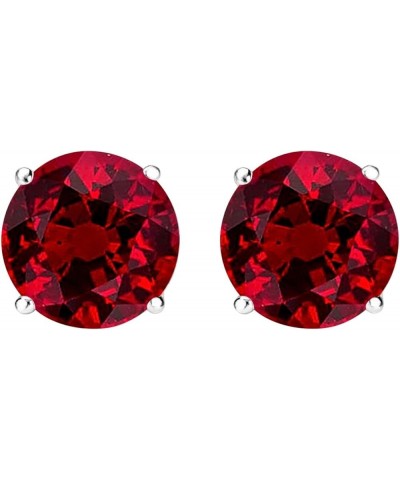 1/2-10 Carat Total Weight Natural Ruby Stud Earrings 4 Prong Push Back 0.75 Carat 14K White Gold $1.00 Earrings