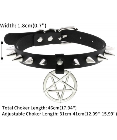 Multicolor PU Simulated Leather Silvert-tone Spikes Rivets Pentagram Star Belt Adjustable Collar Choker Necklace Purple $9.27...