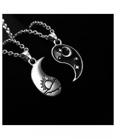 Yinyang Pendant Necklace for Women Mens Stainless Steel Bff Couples Chain Girls Boys Personalized Matching Puzzle Diagrams Be...