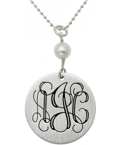 Personalized Alluring Medallion Sterling Silver Necklace. Customize a Round Charm. Choice of Sterling Silver Chain. Three Ini...