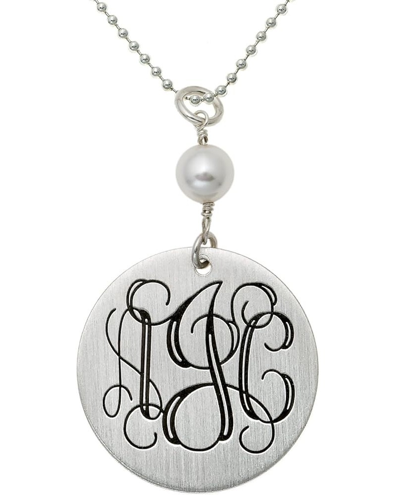 Personalized Alluring Medallion Sterling Silver Necklace. Customize a Round Charm. Choice of Sterling Silver Chain. Three Ini...