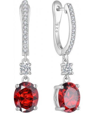 Oval Hoop Earrings 925 Sterling Silver Dangle Drop Earring Birthstone Jewelry for Women 07-ruby-Jul $33.79 Earrings