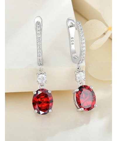 Oval Hoop Earrings 925 Sterling Silver Dangle Drop Earring Birthstone Jewelry for Women 07-ruby-Jul $33.79 Earrings