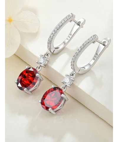 Oval Hoop Earrings 925 Sterling Silver Dangle Drop Earring Birthstone Jewelry for Women 07-ruby-Jul $33.79 Earrings