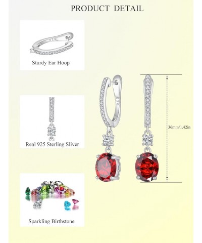 Oval Hoop Earrings 925 Sterling Silver Dangle Drop Earring Birthstone Jewelry for Women 07-ruby-Jul $33.79 Earrings