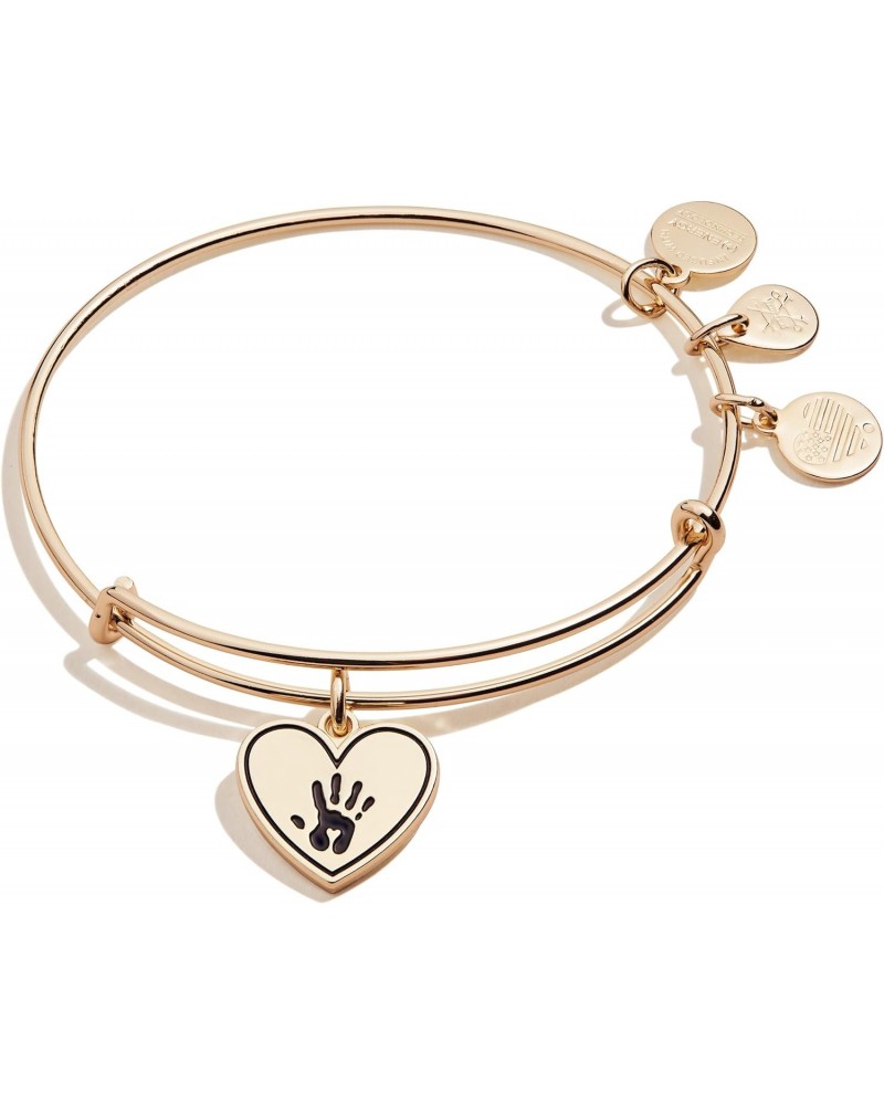 Forever Touched My Heart Expandable Wire Bangle, Shiny Antique Gold Finish, Black Charm, 2 inches to 3.5 inches $20.67 Bracelets