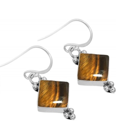 925 Sterling Silver Handmade Drop Dangle Earring for Women Gemstone Costume Silver Jewelry for Gift (98557_E) Tiger Eye $21.7...