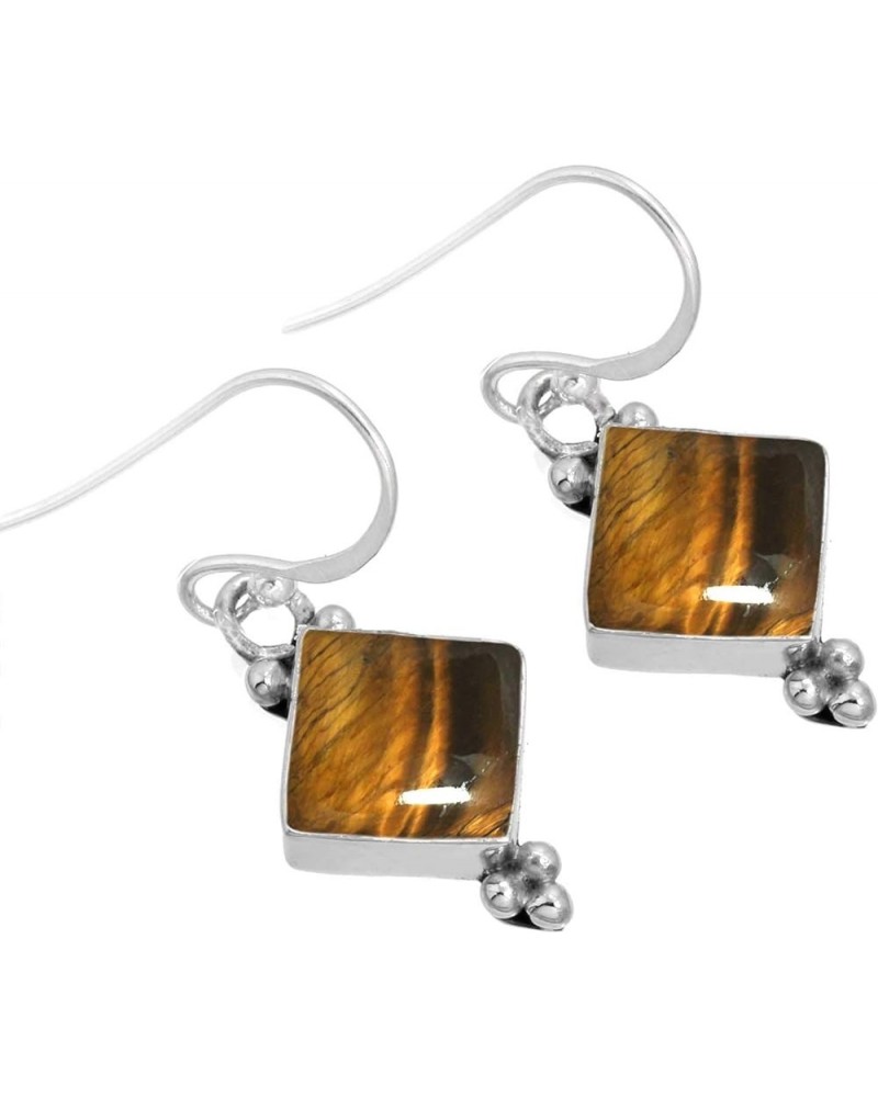 925 Sterling Silver Handmade Drop Dangle Earring for Women Gemstone Costume Silver Jewelry for Gift (98557_E) Tiger Eye $21.7...