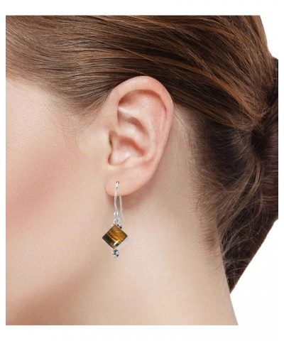 925 Sterling Silver Handmade Drop Dangle Earring for Women Gemstone Costume Silver Jewelry for Gift (98557_E) Tiger Eye $21.7...