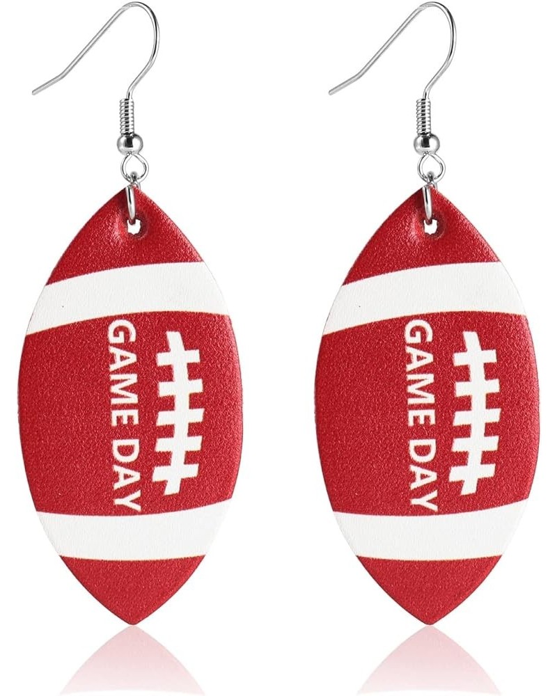 Colorful Layered Football Dangle Earrings Glitter Faux Leather Football Sports Lover Teardrop Earrings for Women Girls Jewelr...