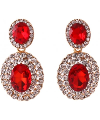 Big Rhinestone Crystal Clip on Earrings Without Piercing and Dangle Drop Earrings Red ear clip $8.69 Earrings