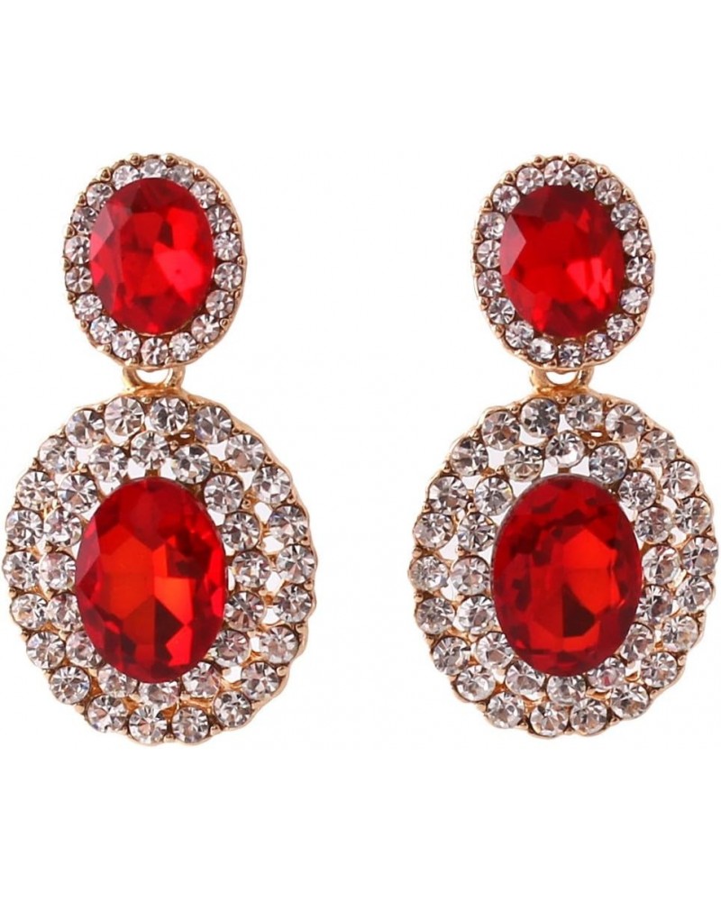 Big Rhinestone Crystal Clip on Earrings Without Piercing and Dangle Drop Earrings Red ear clip $8.69 Earrings