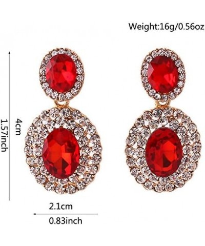 Big Rhinestone Crystal Clip on Earrings Without Piercing and Dangle Drop Earrings Red ear clip $8.69 Earrings