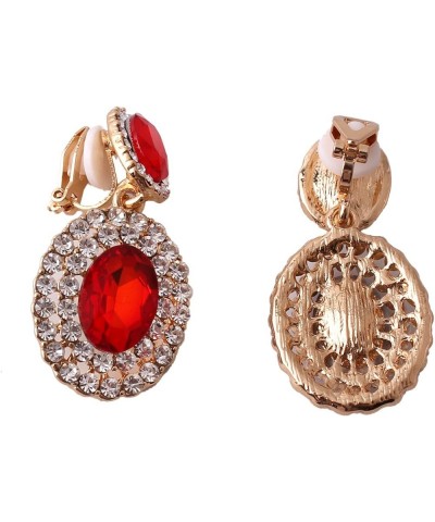 Big Rhinestone Crystal Clip on Earrings Without Piercing and Dangle Drop Earrings Red ear clip $8.69 Earrings