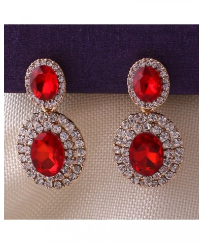 Big Rhinestone Crystal Clip on Earrings Without Piercing and Dangle Drop Earrings Red ear clip $8.69 Earrings