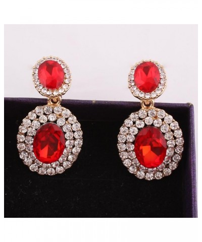 Big Rhinestone Crystal Clip on Earrings Without Piercing and Dangle Drop Earrings Red ear clip $8.69 Earrings