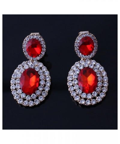 Big Rhinestone Crystal Clip on Earrings Without Piercing and Dangle Drop Earrings Red ear clip $8.69 Earrings