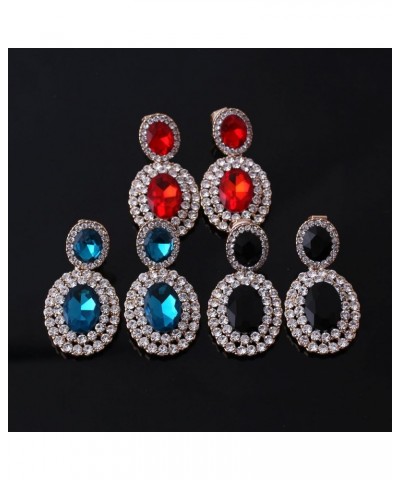 Big Rhinestone Crystal Clip on Earrings Without Piercing and Dangle Drop Earrings Red ear clip $8.69 Earrings