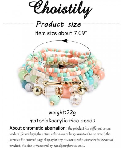 4 Sets Bohemian Stackable Bead Bracelets Multilayered Stretch Bracelet for Teen Girls Handmade Boho Bracelets for Women(4 Set...