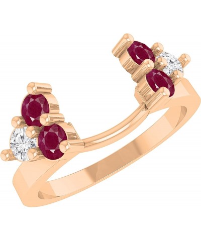 6 Stone Round Gemstone and Diamond Wrap Guard Enhancer Ring for Women in 14K Gold Ruby in 14K Rose Gold $277.01 Rings