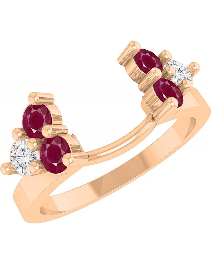 6 Stone Round Gemstone and Diamond Wrap Guard Enhancer Ring for Women in 14K Gold Ruby in 14K Rose Gold $277.01 Rings