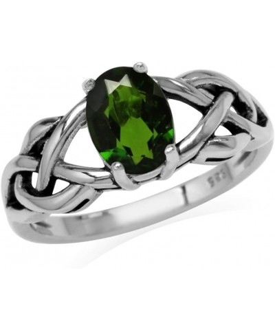 1.15ct. Green Chrome Diopside 925 Sterling Silver Celtic Knot Solitaire Ring $23.39 Rings