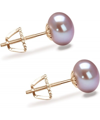 6-10mm Lavender Freshwater Cultured Pearl Earrings Stud for Women 925 Sterling Silver Push Back or Screw Back Settings AA Qua...