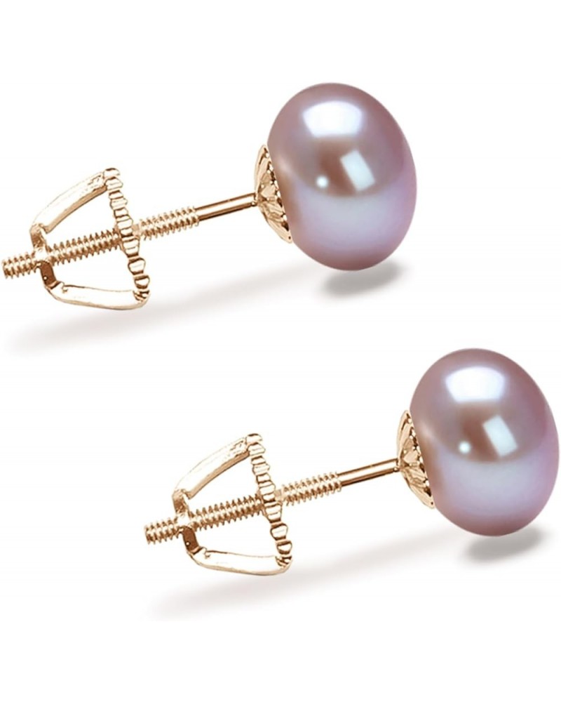 6-10mm Lavender Freshwater Cultured Pearl Earrings Stud for Women 925 Sterling Silver Push Back or Screw Back Settings AA Qua...