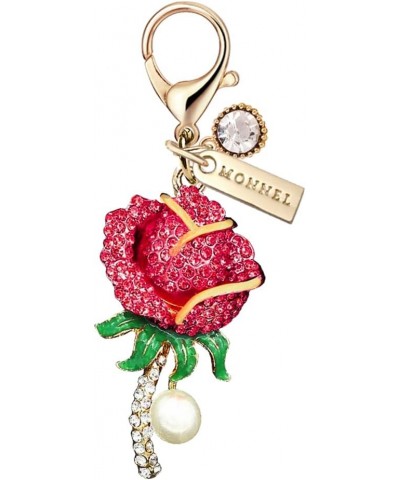 MC294 Big Crystal Rose Flower Lobster Clasp Charm for Women Girls with Velvet Bag ( Red ,1 Piece ) $9.51 Bracelets