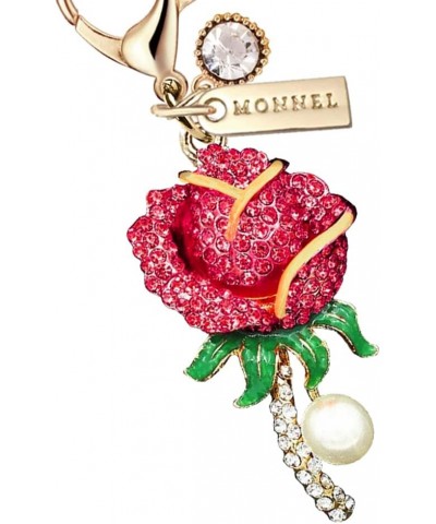 MC294 Big Crystal Rose Flower Lobster Clasp Charm for Women Girls with Velvet Bag ( Red ,1 Piece ) $9.51 Bracelets