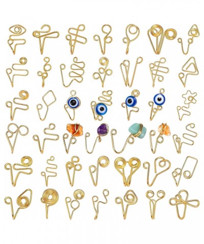 42 Pieces Multi Style Fake Nose Rings African Nose Cuff Nose Cuffs for Non Pierced Nose Faux Women's Nose Cuffs Gold, Evil Ey...