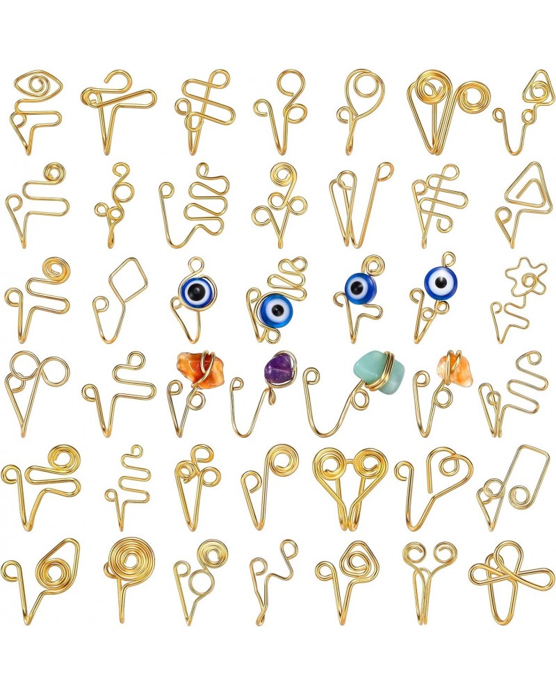 42 Pieces Multi Style Fake Nose Rings African Nose Cuff Nose Cuffs for Non Pierced Nose Faux Women's Nose Cuffs Gold, Evil Ey...