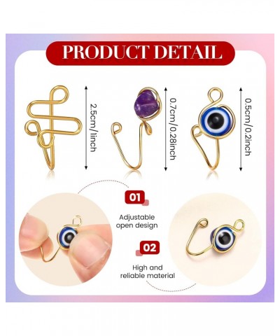 42 Pieces Multi Style Fake Nose Rings African Nose Cuff Nose Cuffs for Non Pierced Nose Faux Women's Nose Cuffs Gold, Evil Ey...