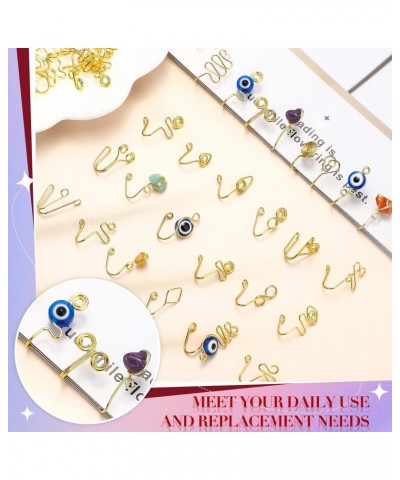 42 Pieces Multi Style Fake Nose Rings African Nose Cuff Nose Cuffs for Non Pierced Nose Faux Women's Nose Cuffs Gold, Evil Ey...