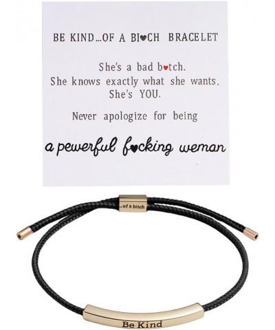 Be Kind of a Bitch Tube Bracelet, Adjustable Braided Rope Handmade Engraved Inspirational Bracelet,Adjustable Hand Braided Wr...