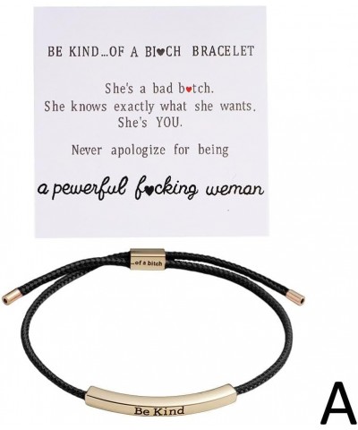 Be Kind of a Bitch Tube Bracelet, Adjustable Braided Rope Handmade Engraved Inspirational Bracelet,Adjustable Hand Braided Wr...