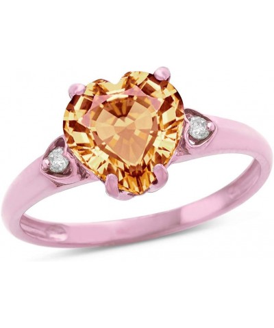 10k Rose Gold Heart Shaped 8mm Engagement Promise Wedding Ring Simulated Imperial Yellow Topaz $102.59 Rings