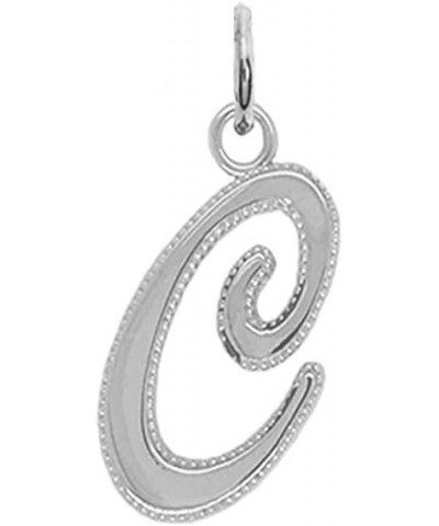 Solid 14k Gold Personalized Cursive-Style"A-Z" Initial Pendant (Size S/M/L) Small (C) White Gold $66.70 Pendants