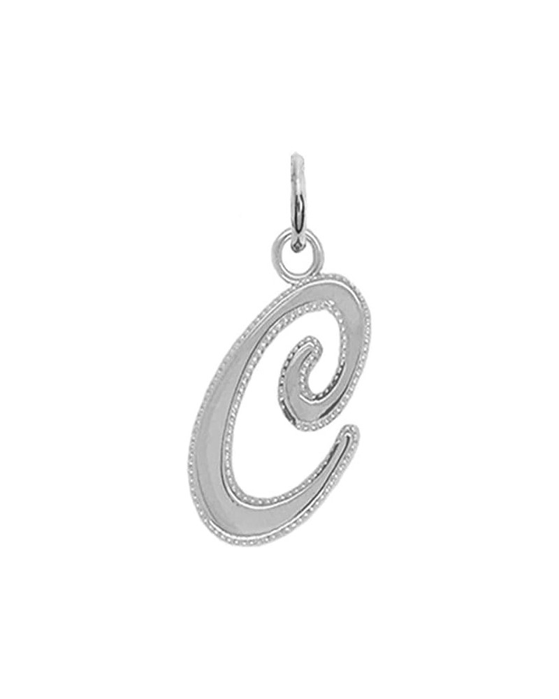 Solid 14k Gold Personalized Cursive-Style"A-Z" Initial Pendant (Size S/M/L) Small (C) White Gold $66.70 Pendants