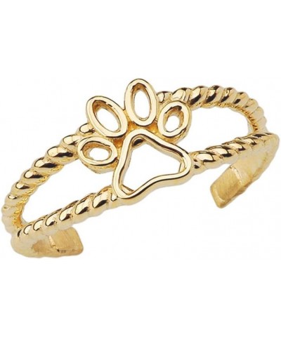 Fine 10k Yellow Gold Dog Paw Print Double Rope Toe Ring $39.10 Body Jewelry