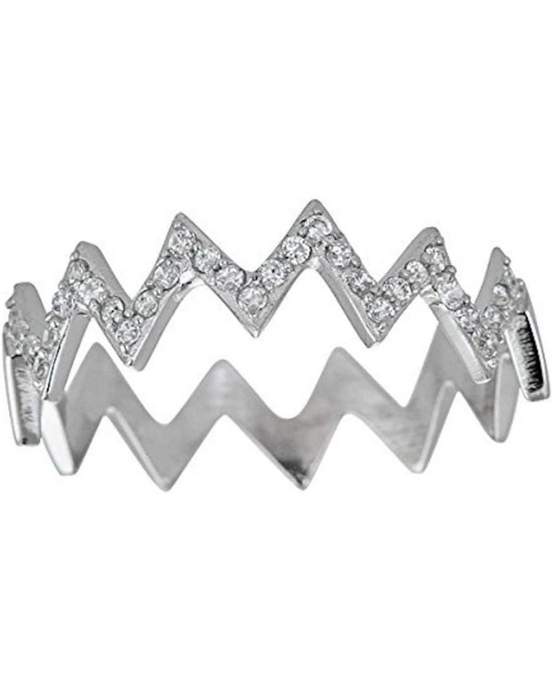 Sterling Silver Zigzag Eternity Cubic Zirconia Ring $10.79 Rings