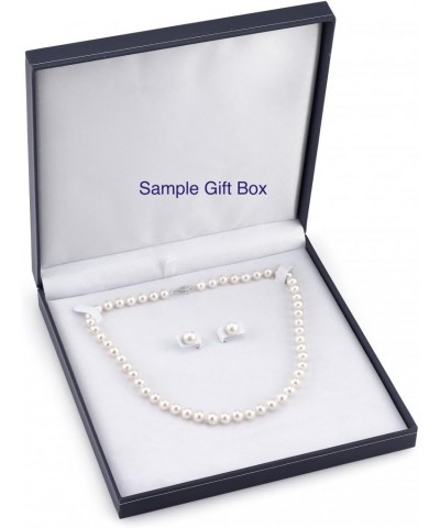 14K Gold 7.5-8mm AAA Quality Round White Akoya Cultured Pearl Necklace & Earrings Set in 17" Princess Length for Women $631.6...