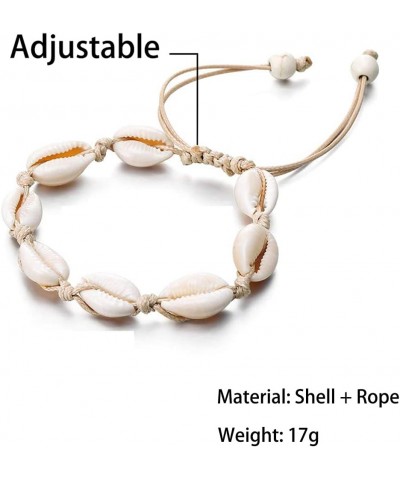 Puka Shell Anklet Bracelet for Women Natural Seashell Ankle Beach Cowrie Pooka Bracelets Handmade Adjustable Elastic Boho Sho...