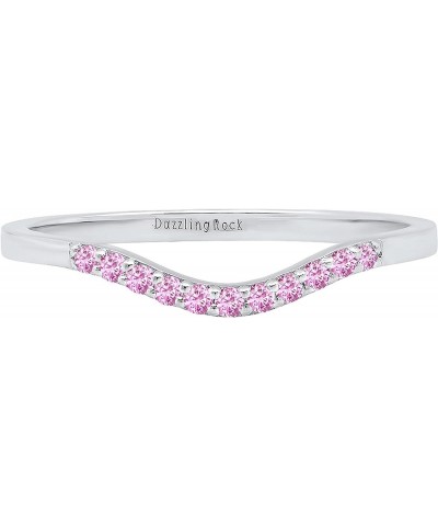 Round Gemstone or Diamond 11 Stone Contour Stackable Wedding Band for Women in 925 Sterling Silver Pink Sapphire 10 $29.14 Br...